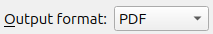 A text widget called Output format with an underscore under the O in output, to the right of which is a drop-down. PDF is selected in the dropdown.