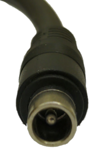 An 8 mm barrel connector with a 2 mm pin in it